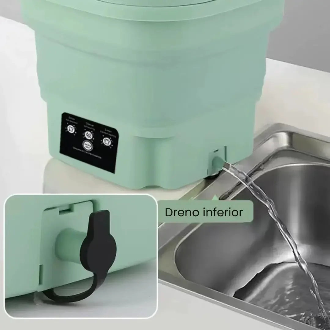 Mini Máquina de Lavar Roupa Dobrável TurboClean 9 Litros