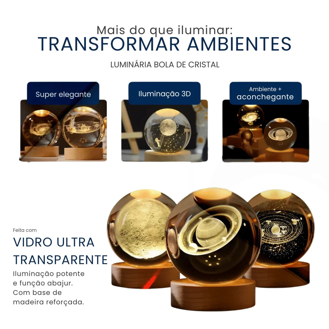 Luminária de Mesa Decorativa Sistema Solar 3D