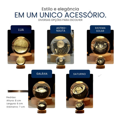 Luminária de Mesa Decorativa Sistema Solar 3D
