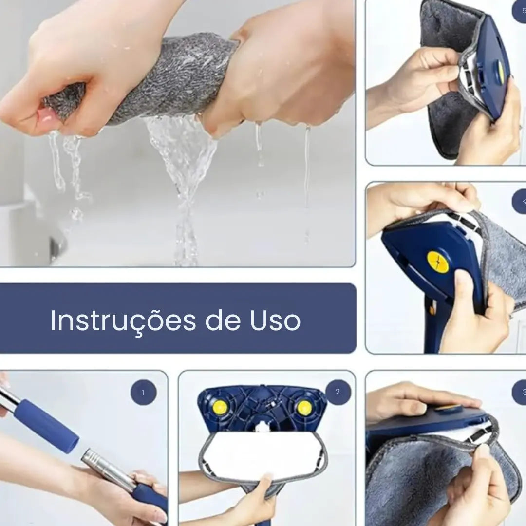 Mop de Limpeza Triangular 360° + Refil Grátis