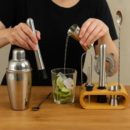 Kit Barman Coqueteleira Profissional Inox 10 Peças