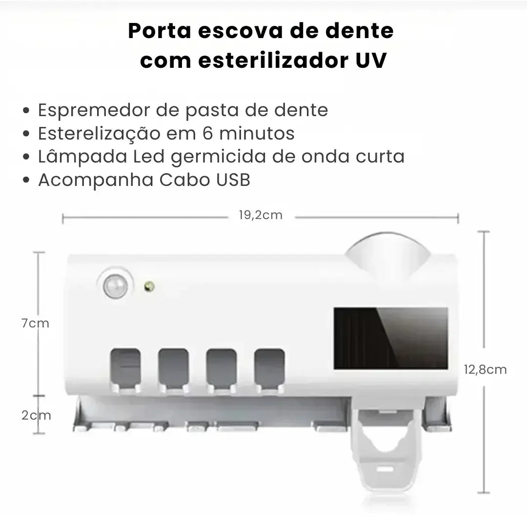 Esterilizador de Escova Dental UV e Dispensador de Pasta