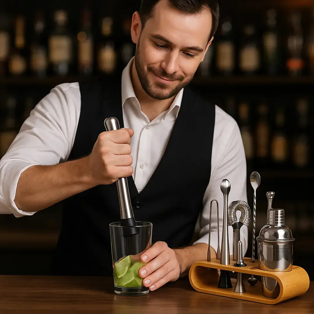 Kit Barman Coqueteleira Profissional Inox 10 Peças