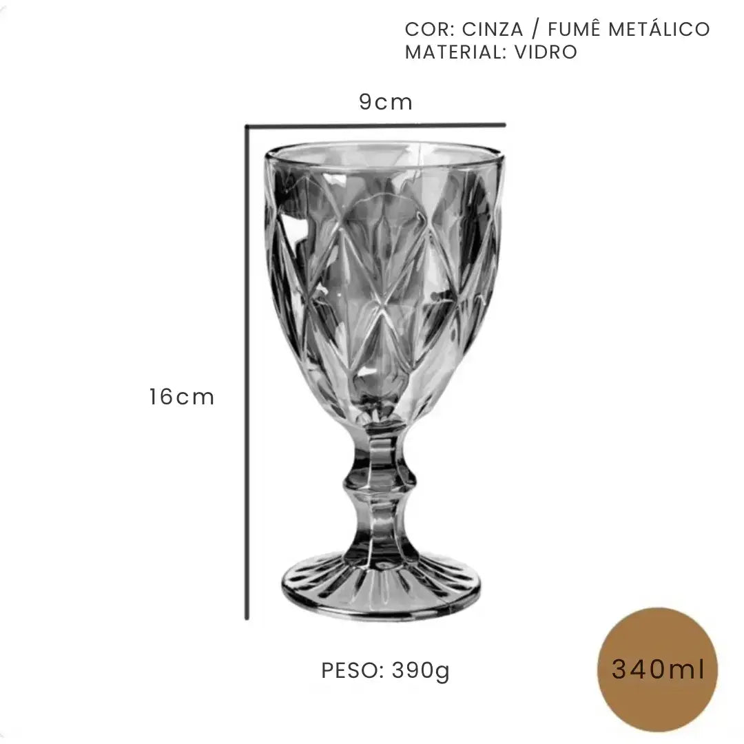 Jogo de Taças Diamond 6 peças Fumê