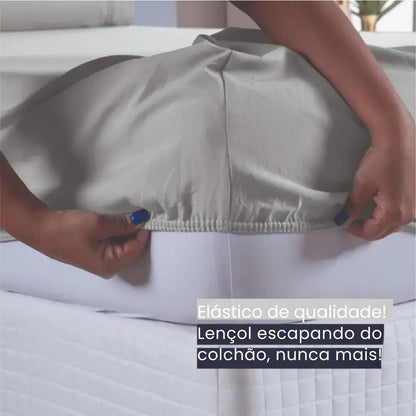 Jogo de Lençol 400 Fios Micro Percal Ponto Palito