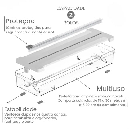 Organizador de Rolos Papel Filme Alumínio Duplo Clear