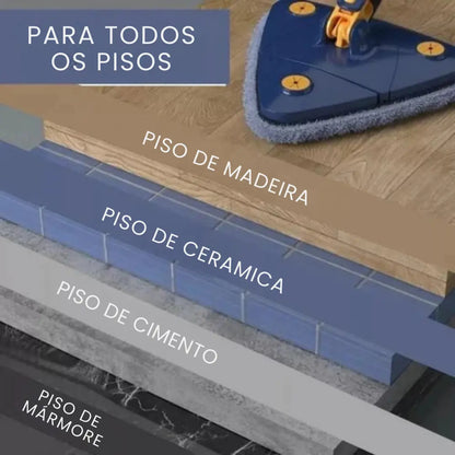 Mop de Limpeza Triangular 360° + Refil Grátis
