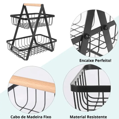 Cesta Organizadora de Metal – 2 ou 3 Andares