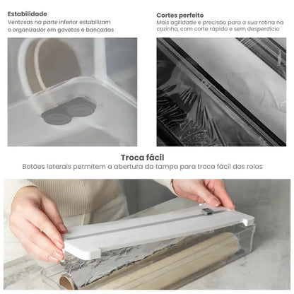 Organizador de Rolos Papel Filme Alumínio Duplo Clear
