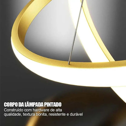 Luminária De Teto Led Pendente 3 Anéis