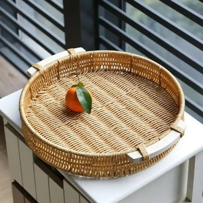 Bandeja de Servir em Vime Redonda