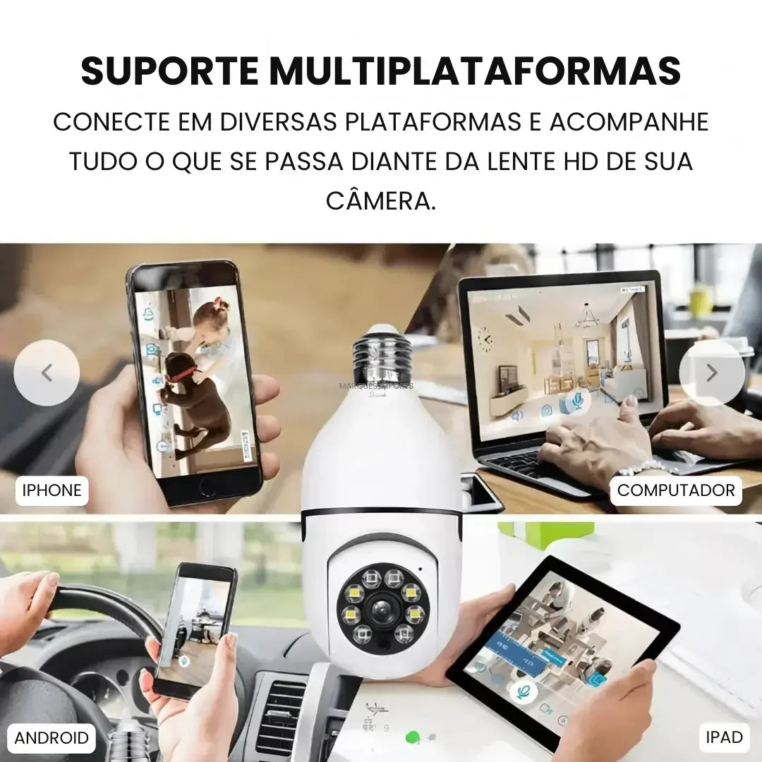 Câmera Segurança Lâmpada Wifi 360° Full HD