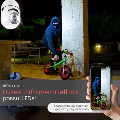 Câmera Segurança Lâmpada Wifi 360° Full HD