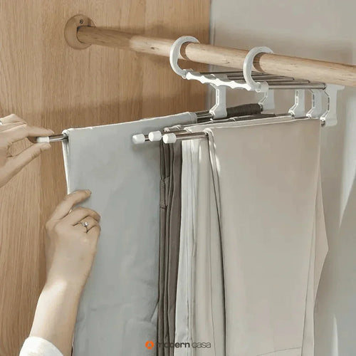 Cabide Organizador Inox para Calças - Retrátil 5 em 1