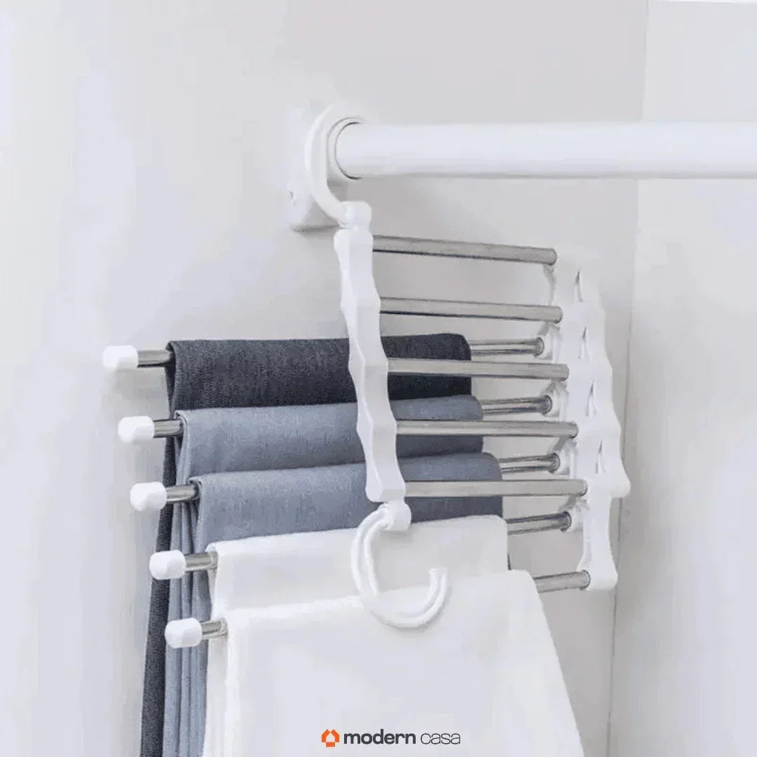 Cabide Organizador Inox para Calças - Retrátil 5 em 1