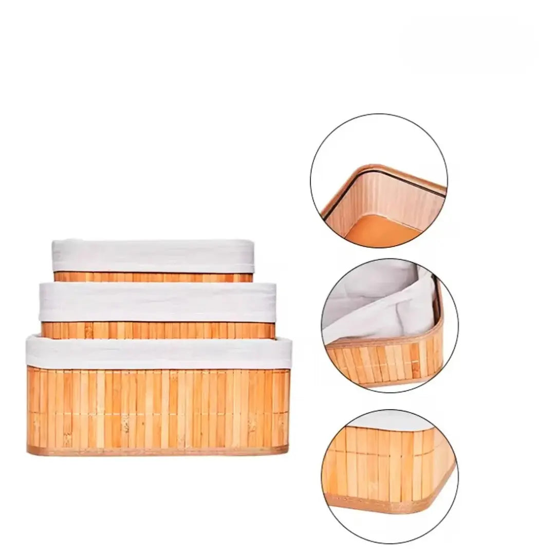 Cestos Organizadores de Bambu Kit 3