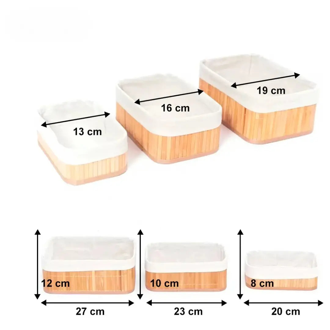 Cestos Organizadores de Bambu Kit 3