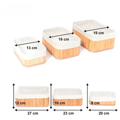 Cestos Organizadores de Bambu Kit 3