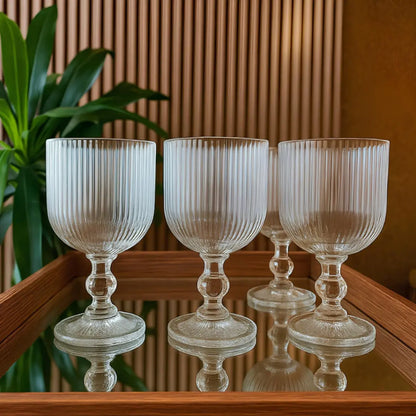 Taças Caneladas de Vidro Conjunto com 6 Peças