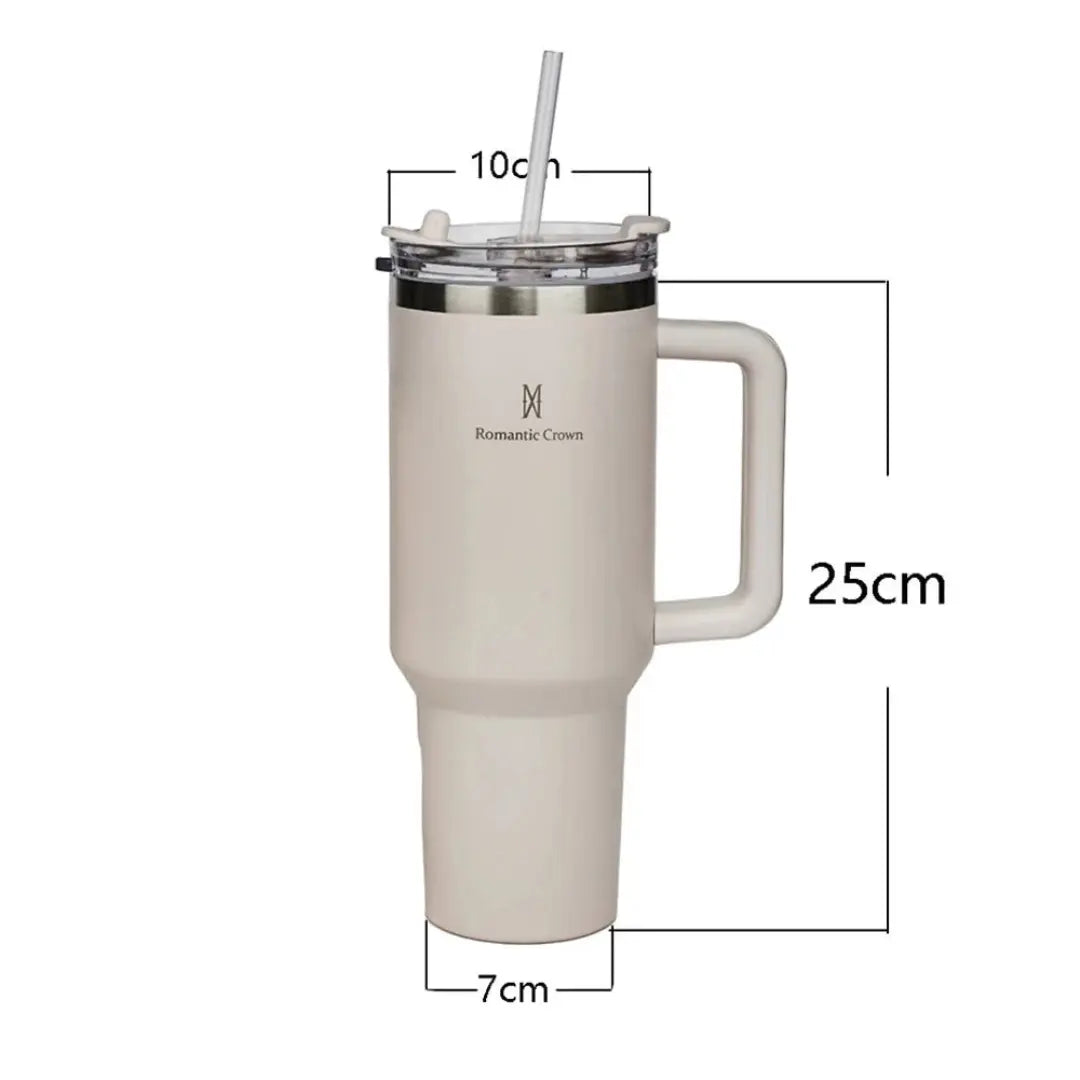 Copo Térmico Inox Portátil com Tampa e Canudo 1200ML