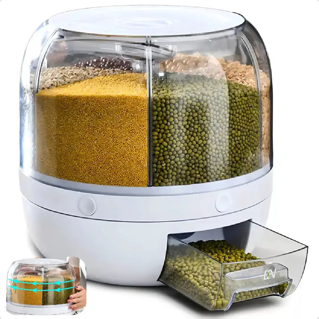 Dispensador Organizador Giratório 360° para Arroz e Grãos