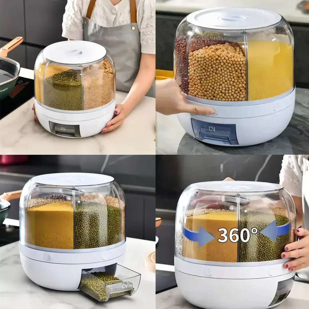Dispensador Organizador Giratório 360° para Arroz e Grãos