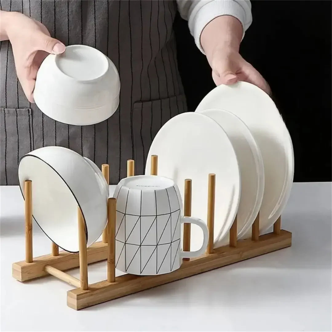 Escorredor de Pratos em Bambu Natural