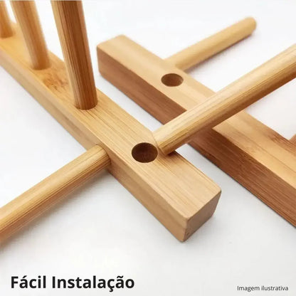 Escorredor de Pratos em Bambu Natural