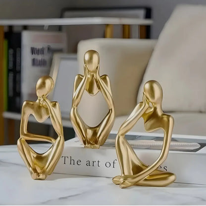Escultura Trio Decorativo Pensador Abstrato