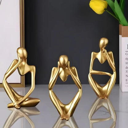 Escultura Trio Decorativo Pensador Abstrato