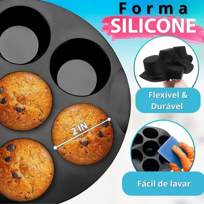 Forma Silicone Air Fryer Cupcake e Bolos Antiaderente