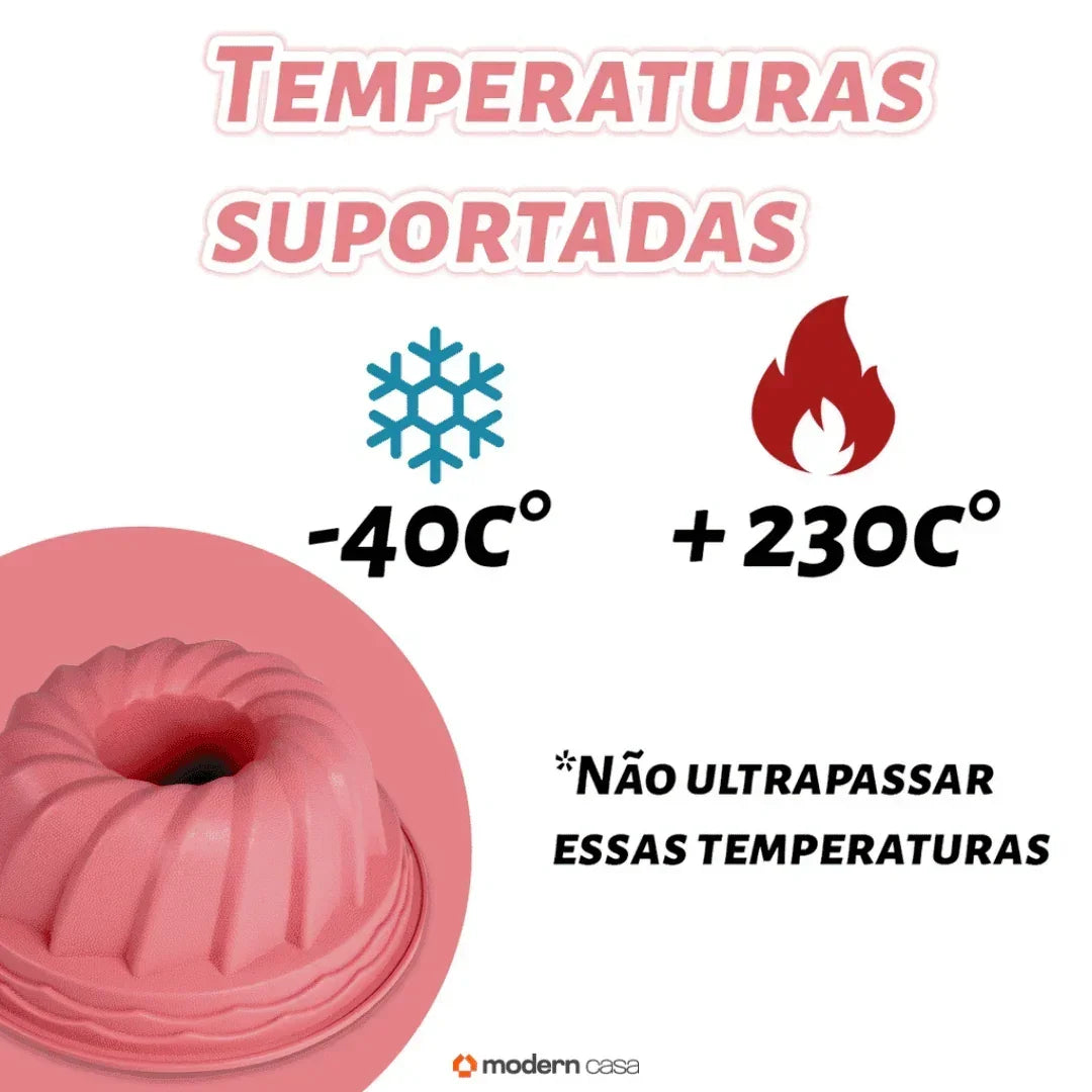 Forma Silicone Antiaderente Para Bolos e Pudins