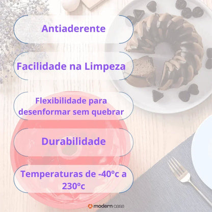 Forma Silicone Antiaderente Para Bolos e Pudins