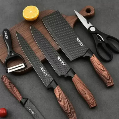 Kit de Facas 6 Peças com Tesoura e Descascador