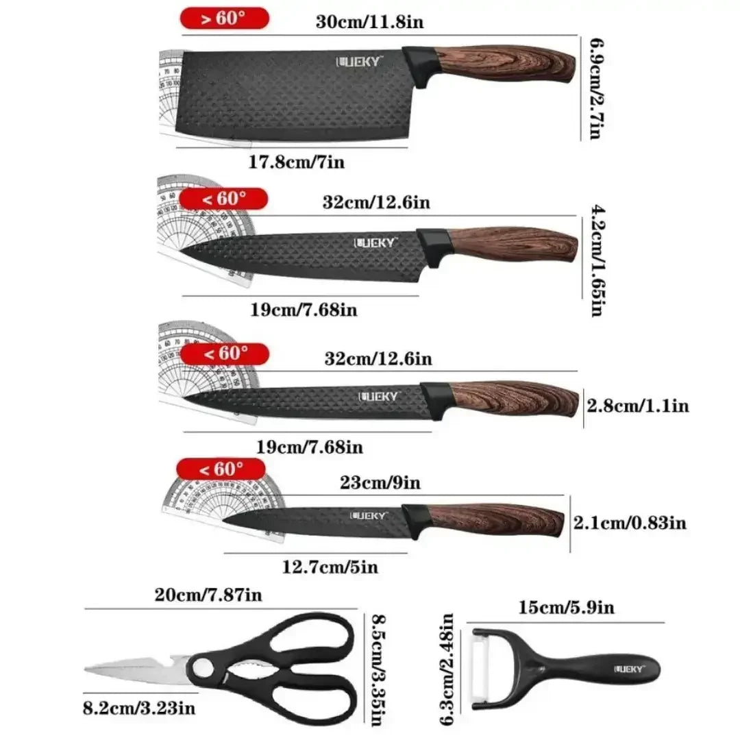 Kit de Facas 6 Peças com Tesoura e Descascador