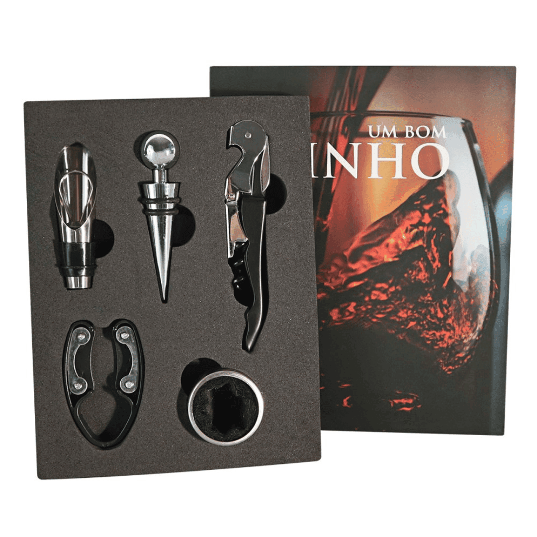 Abridor de Vinhos Kit em Formato de Livro