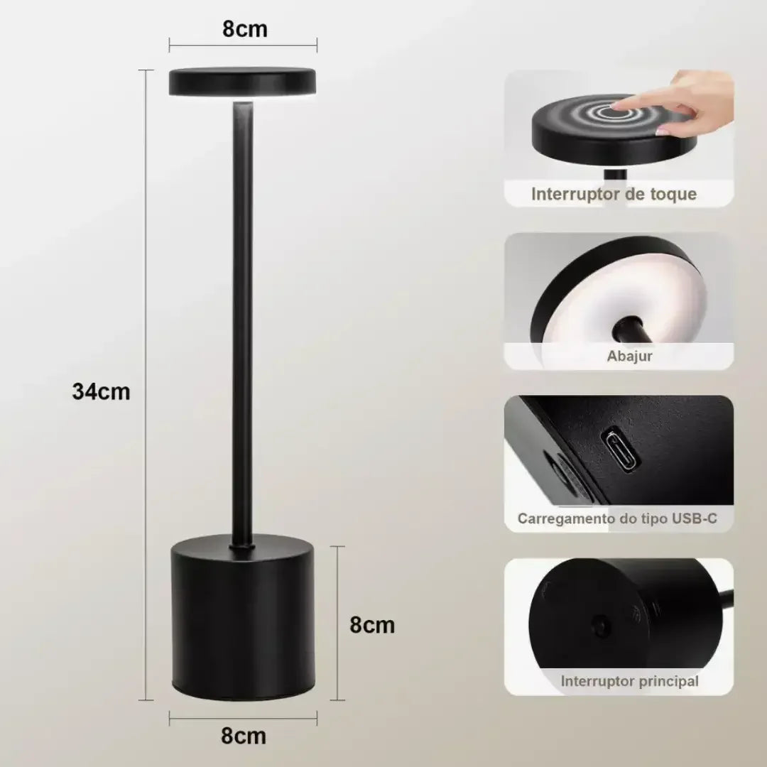 Luminária de Mesa LED Recarregável