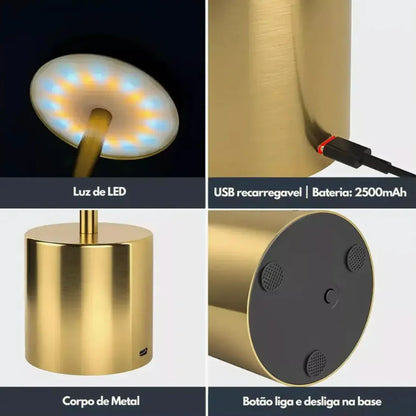 Luminária de Mesa LED Recarregável