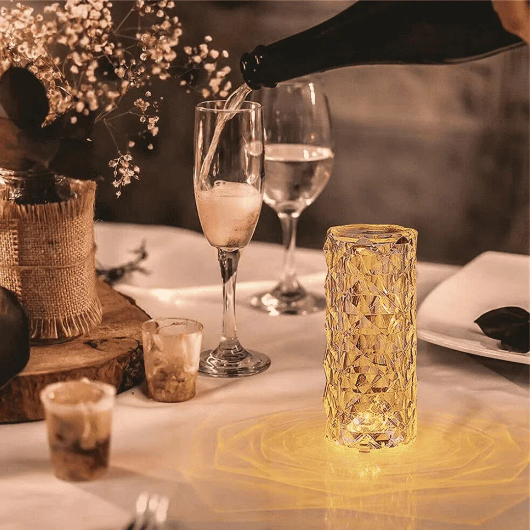 Luminária Cristal de Mesa LED com Controle Remoto