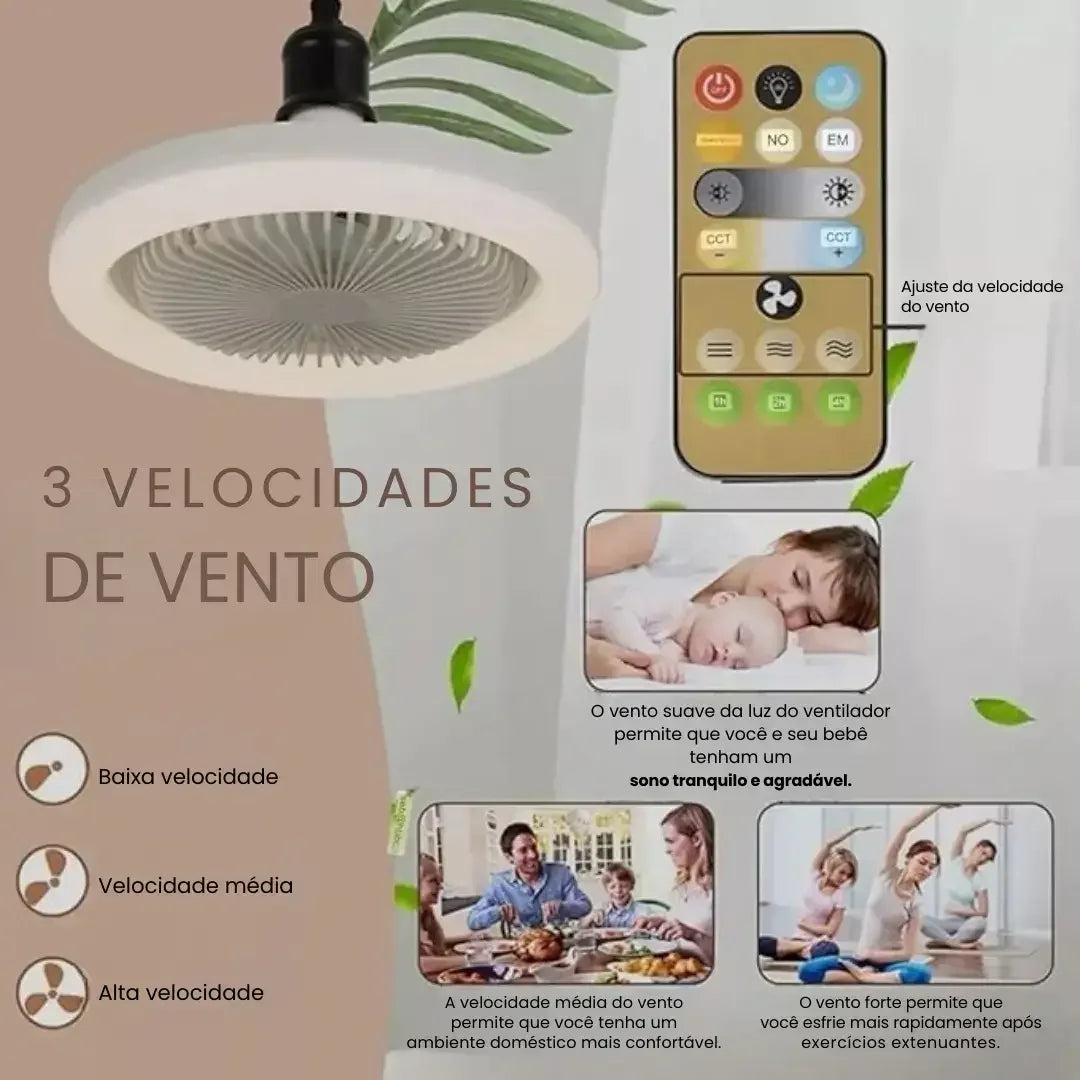 Luminária Ventilador de Teto com Controle Remoto