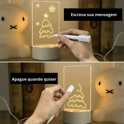 Luminária de Mesa Led com Tela para Escrever 3D