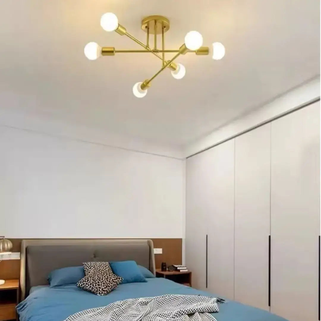 Lustre de Teto Moderno 6 Lâmpadas – Design Geométrico