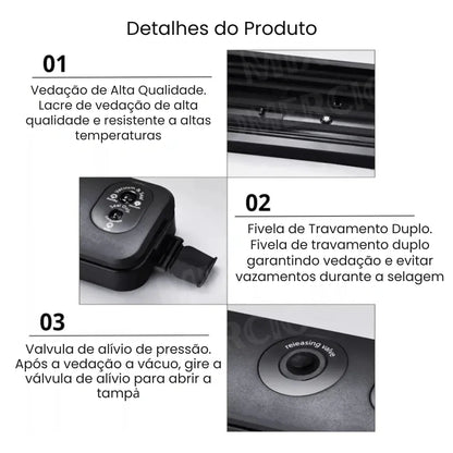 Seladora e Embaladora Automática a Vácuo Portátil + 10 Sacos de Brinde