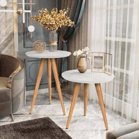 Mesa de Apoio Lateral Redonda Pé Palito Retrô