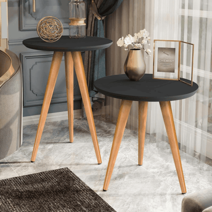 Mesa de Apoio Lateral Redonda Pé Palito Retrô