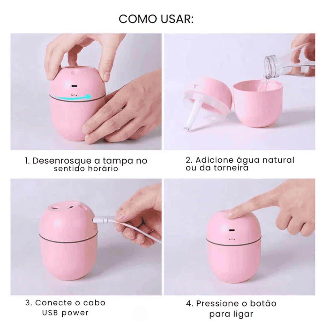 Mini Umidificador de Ar Portátil