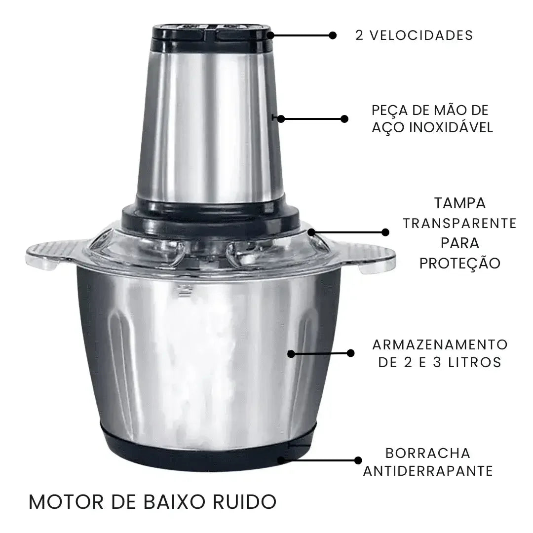 Moedor e Triturador Multifuncional em Aço Inox PowerChef 300