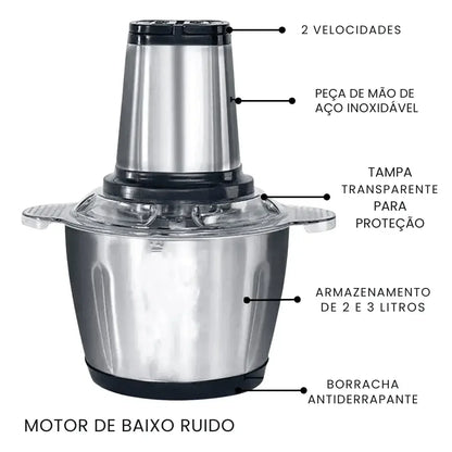 Moedor e Triturador Multifuncional em Aço Inox PowerChef 300