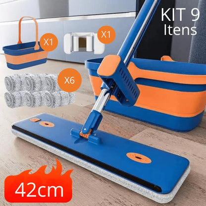 Mop de Limpeza Flat Slim 360º + Balde Retrátil