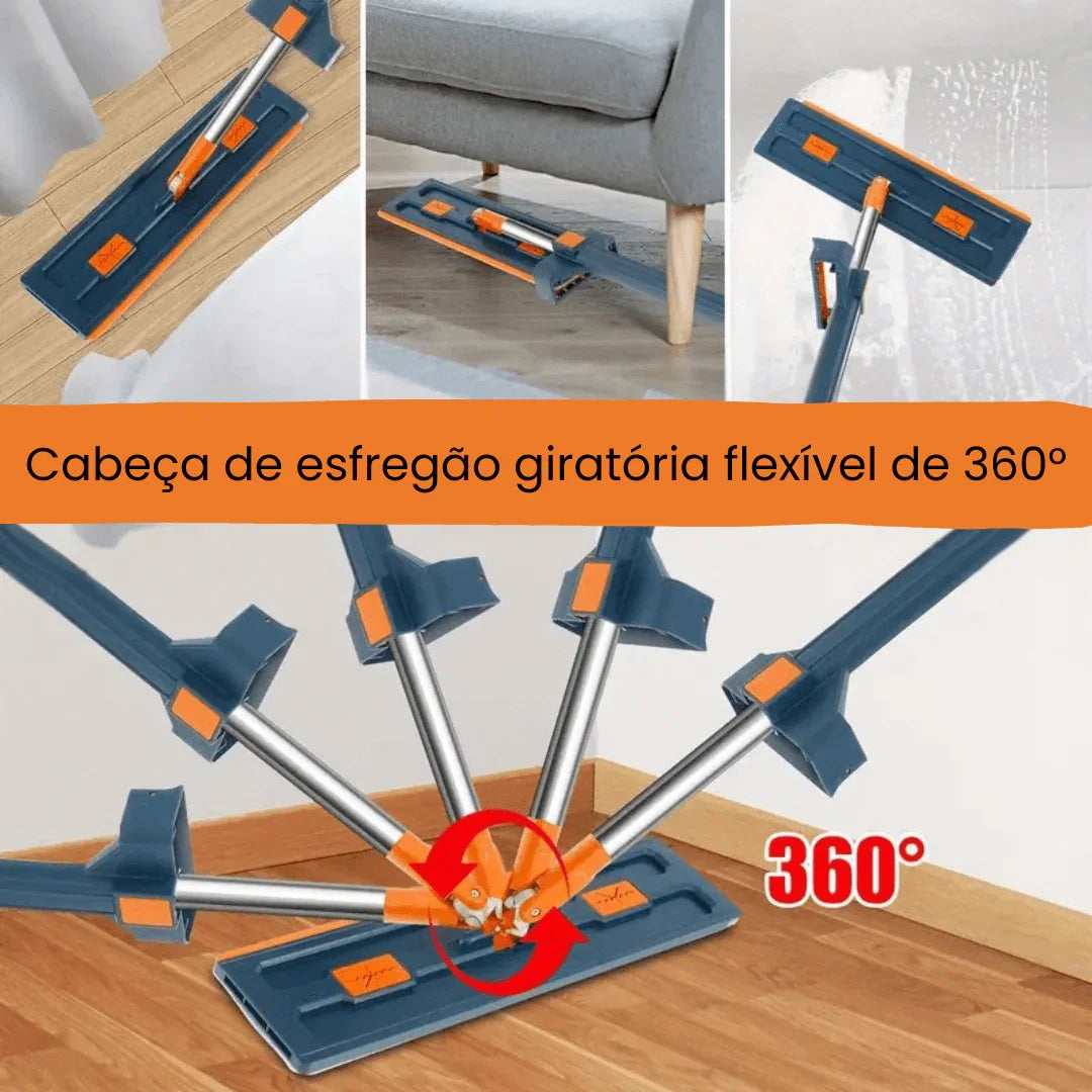 Mop de Limpeza Flat Slim 360º + Balde Retrátil